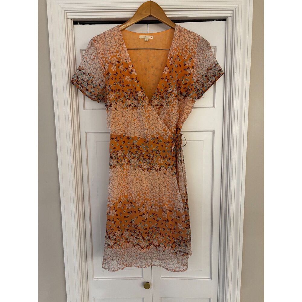 Le Lis Peach Floral Wrap Dress